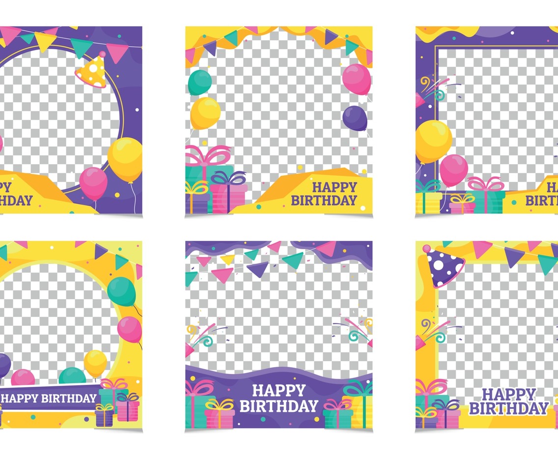 Set of Birthday Frame Twitbon Template