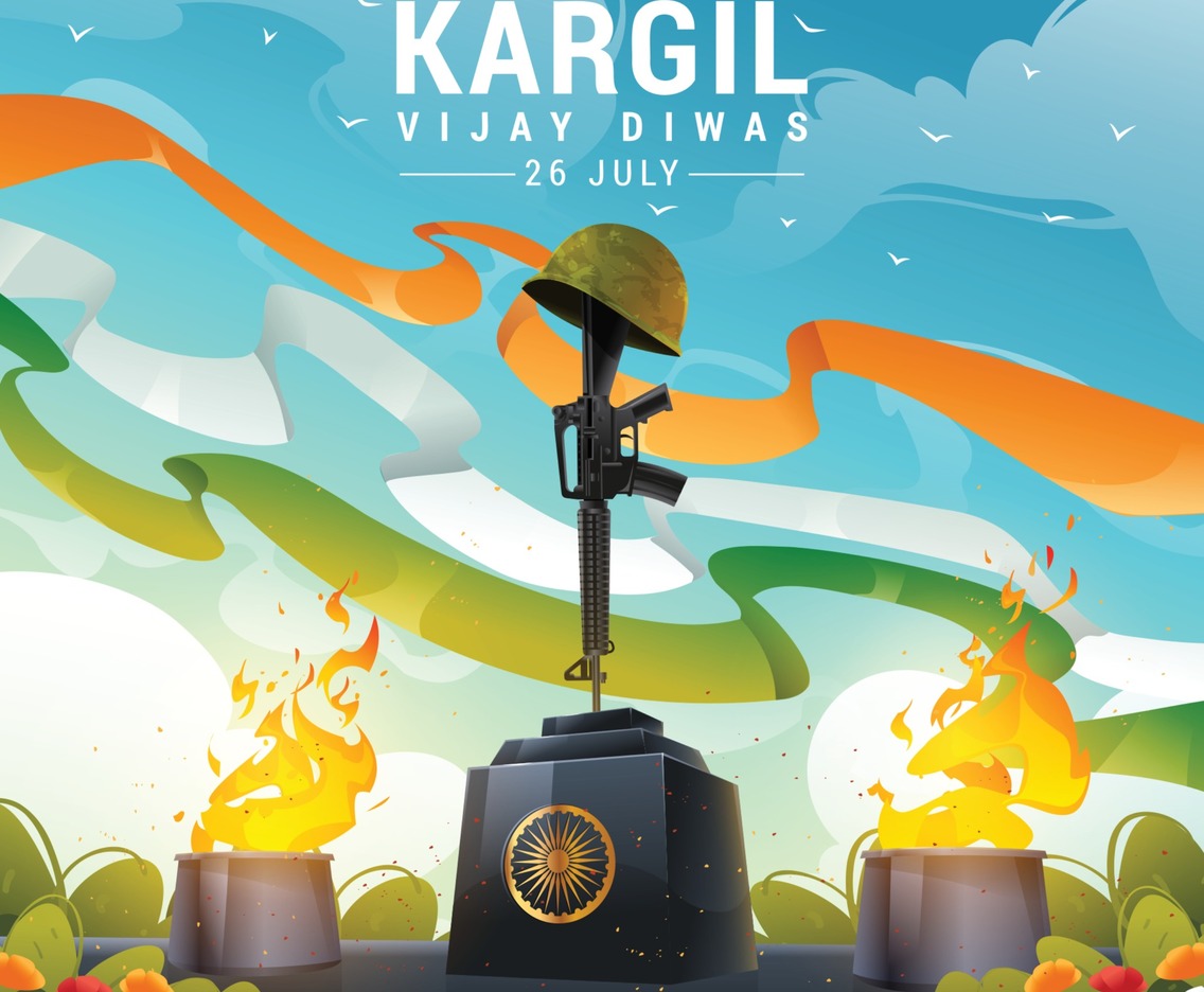 Kargil Vijay Diwas Soldier Helmet and Rifle Monument