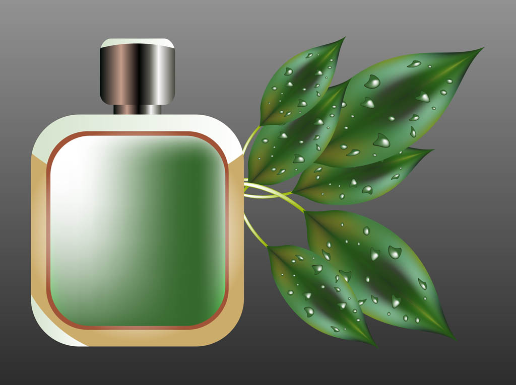Perfume Bottle And Leaves