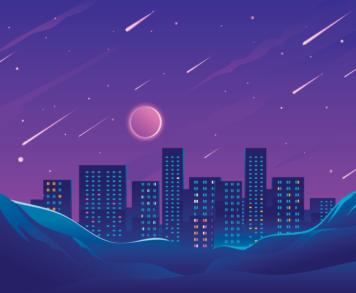 Meteor Shower on the Hills above the City