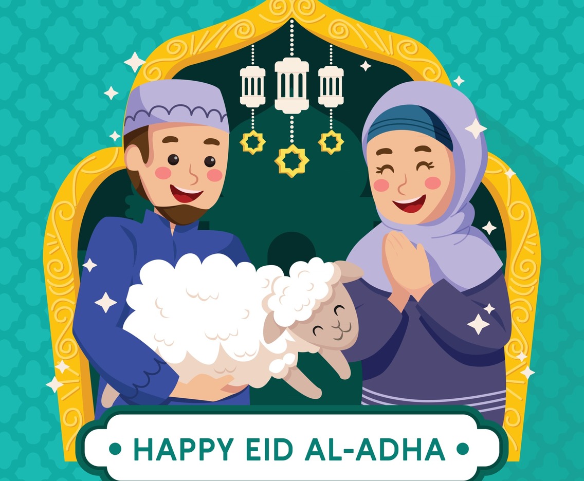 Happy Wife and Husband Celebrating Eid al-Adha