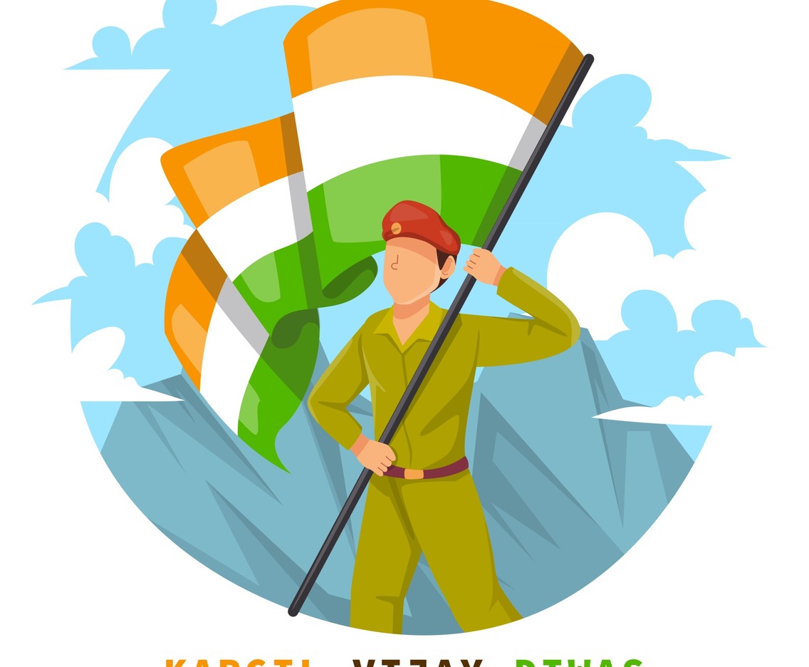 Soldier Holding Flag on Hill