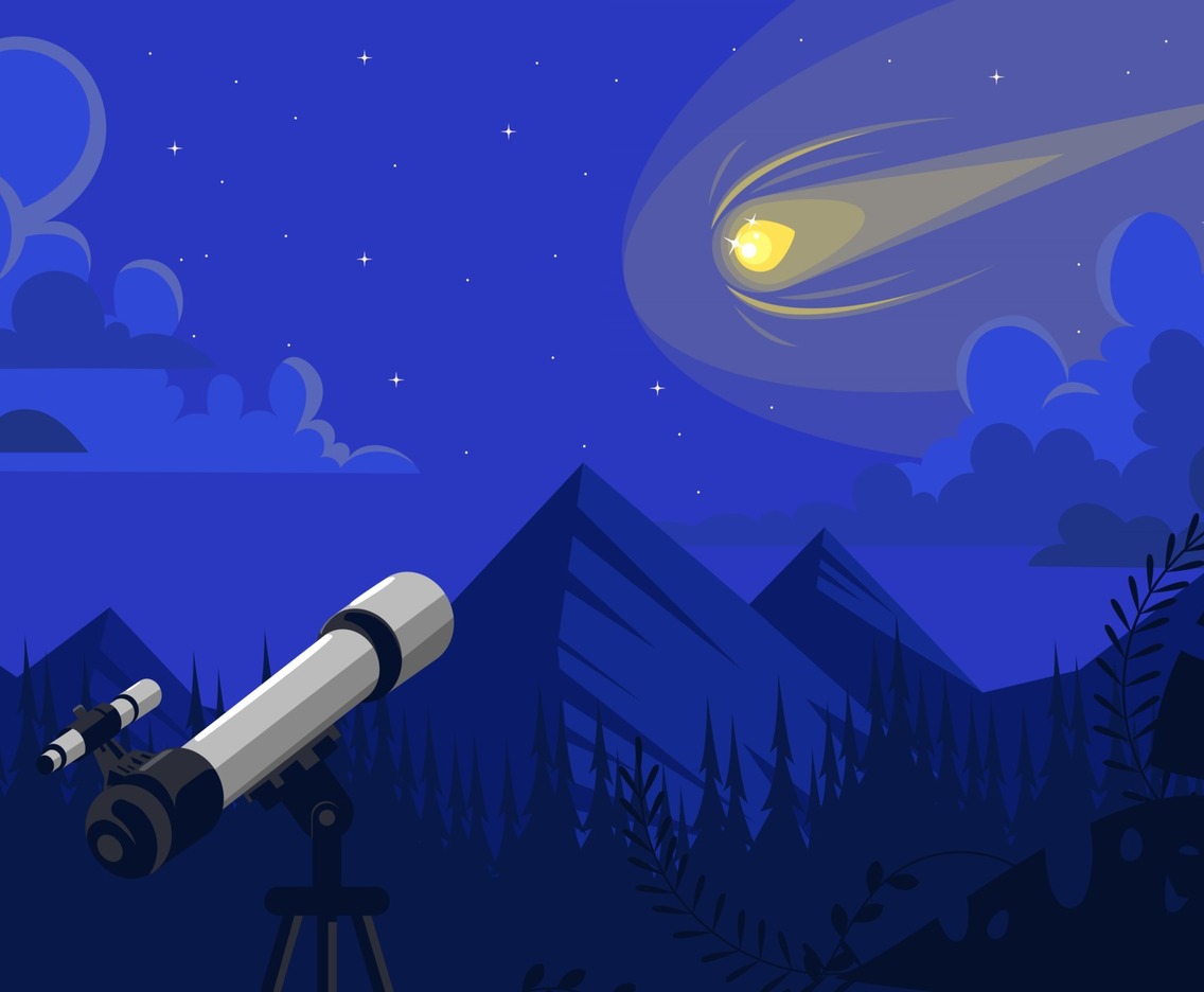 See Meteor Using Telescope in the Night Sky