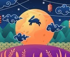 Rabbit in Light Moon while Mid Autumn Festival