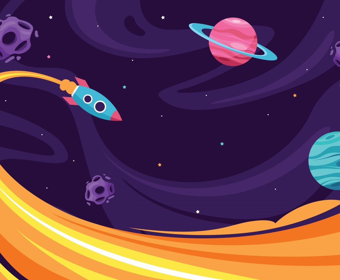 Colorful Rocket Boosting in Space