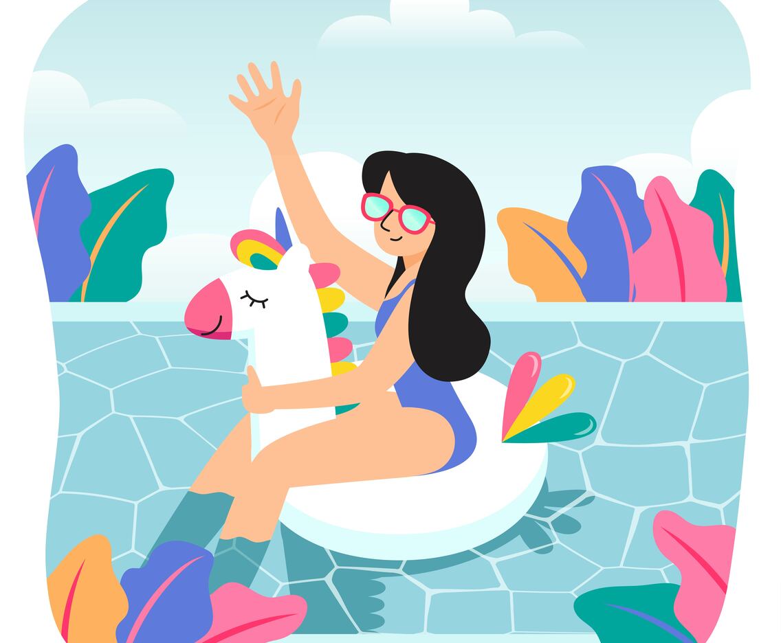 Enjoying Summer with Unicorn Floaties Concept