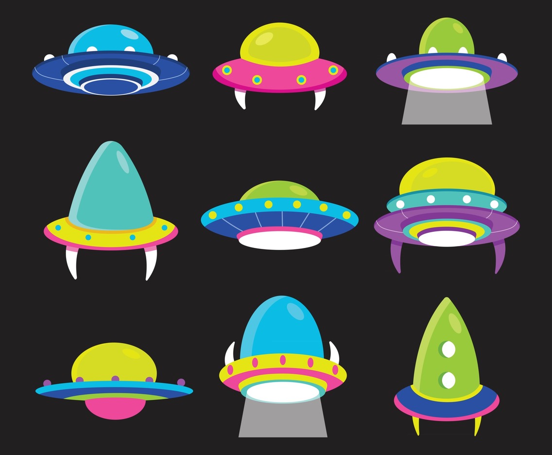 UFO Spaceship Icon Template Set