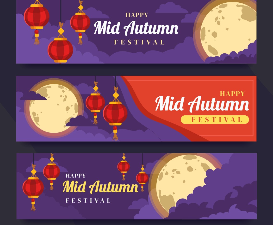 Peaceful Moonlight Mid Autumn Festival Banner