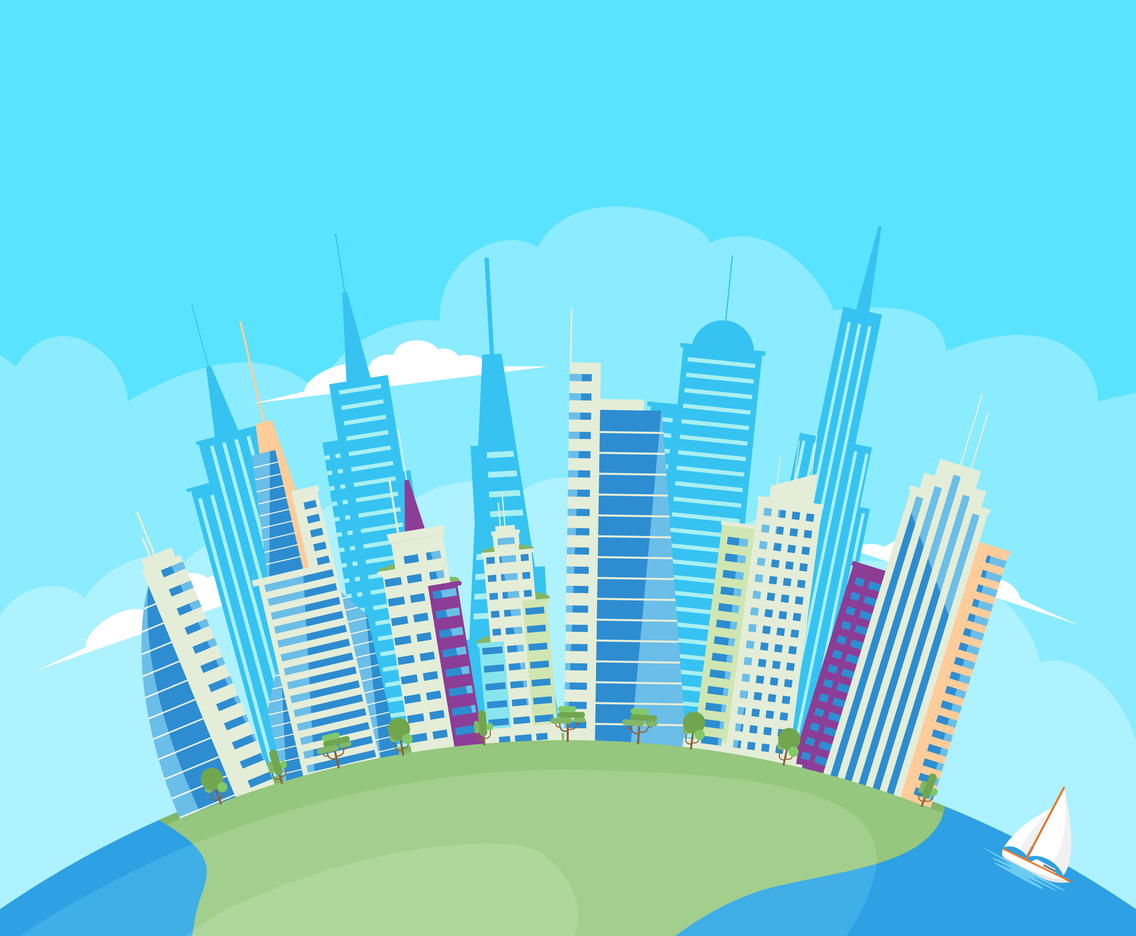 Modern Skycraper City Building Background