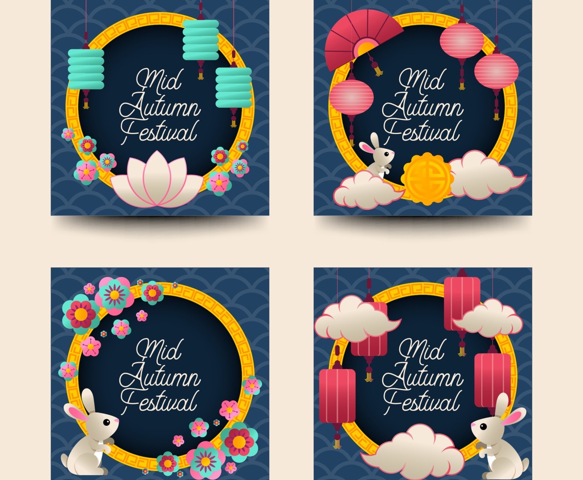 Happy Mid Autumn Festival Card Template Set