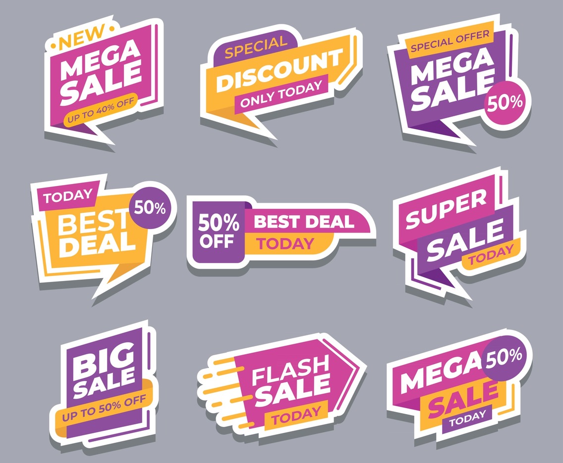 Set of Sale Banner Offer Stickers