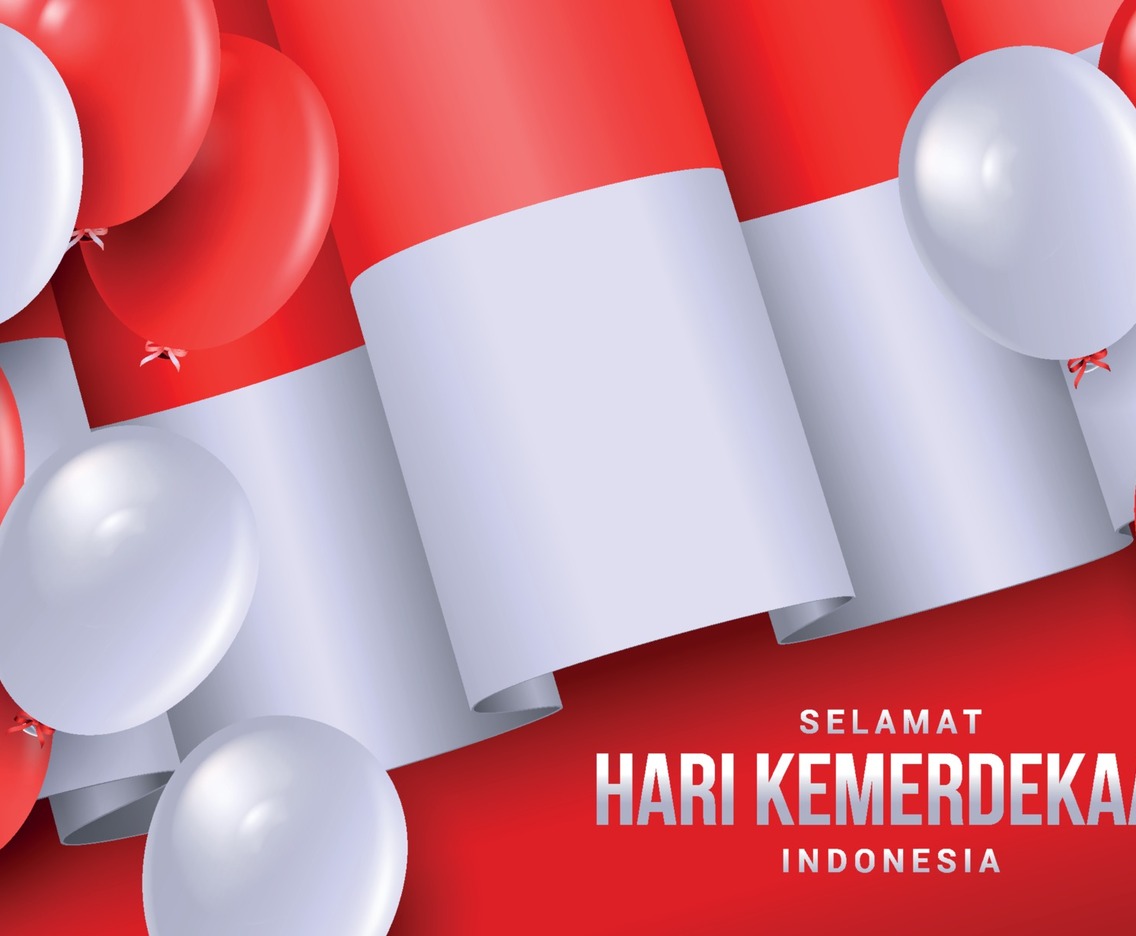 Indonesia Independence Day With Balloons and Flag Concept