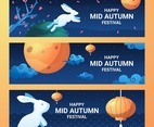 Banner Set of Mid Autumn Festival