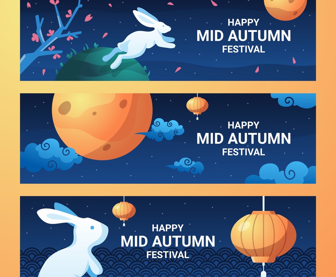 Banner Set of Mid Autumn Festival