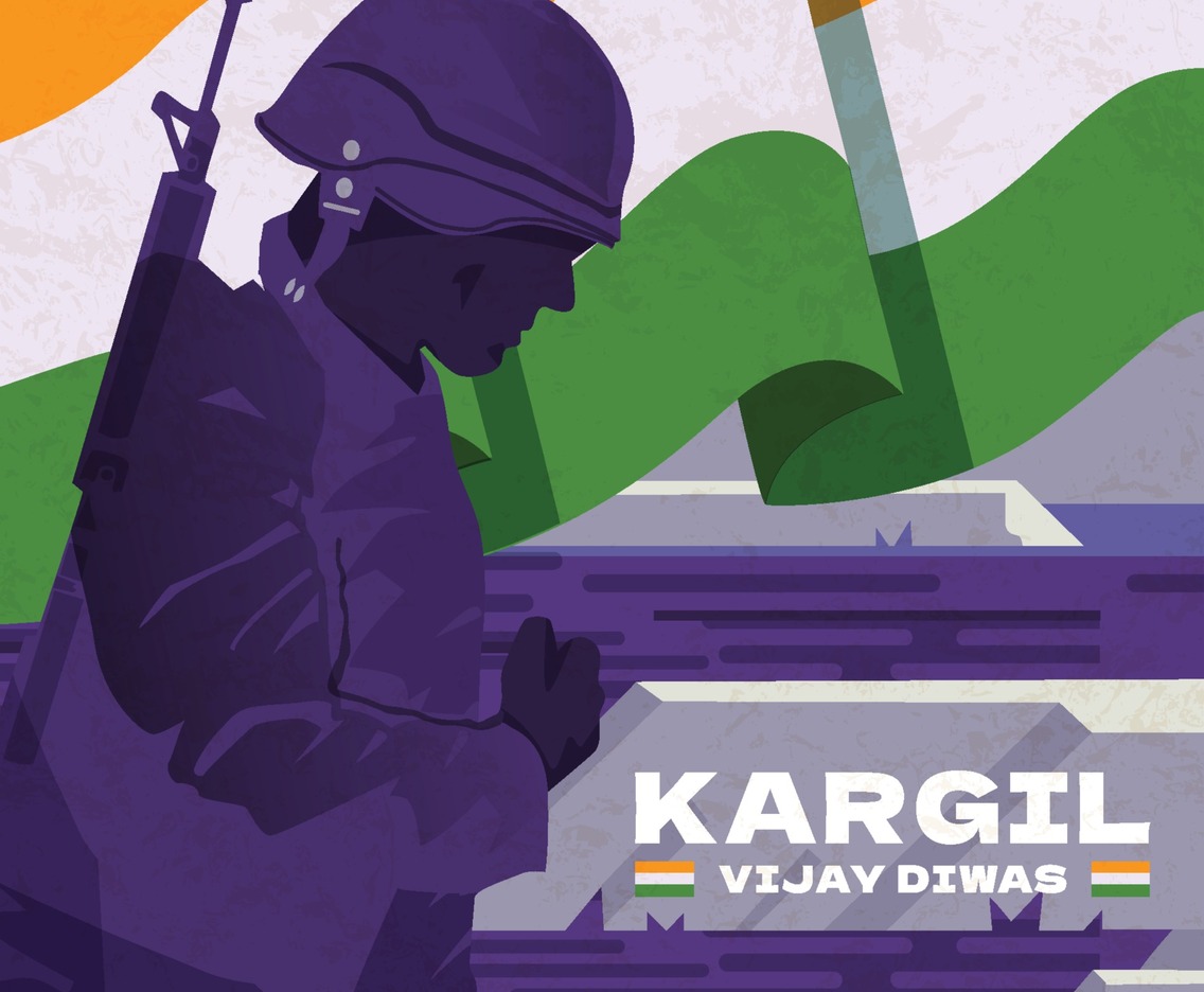 Silhouette Soldier Saluting to Celebrate Kargil Vijay Diwas
