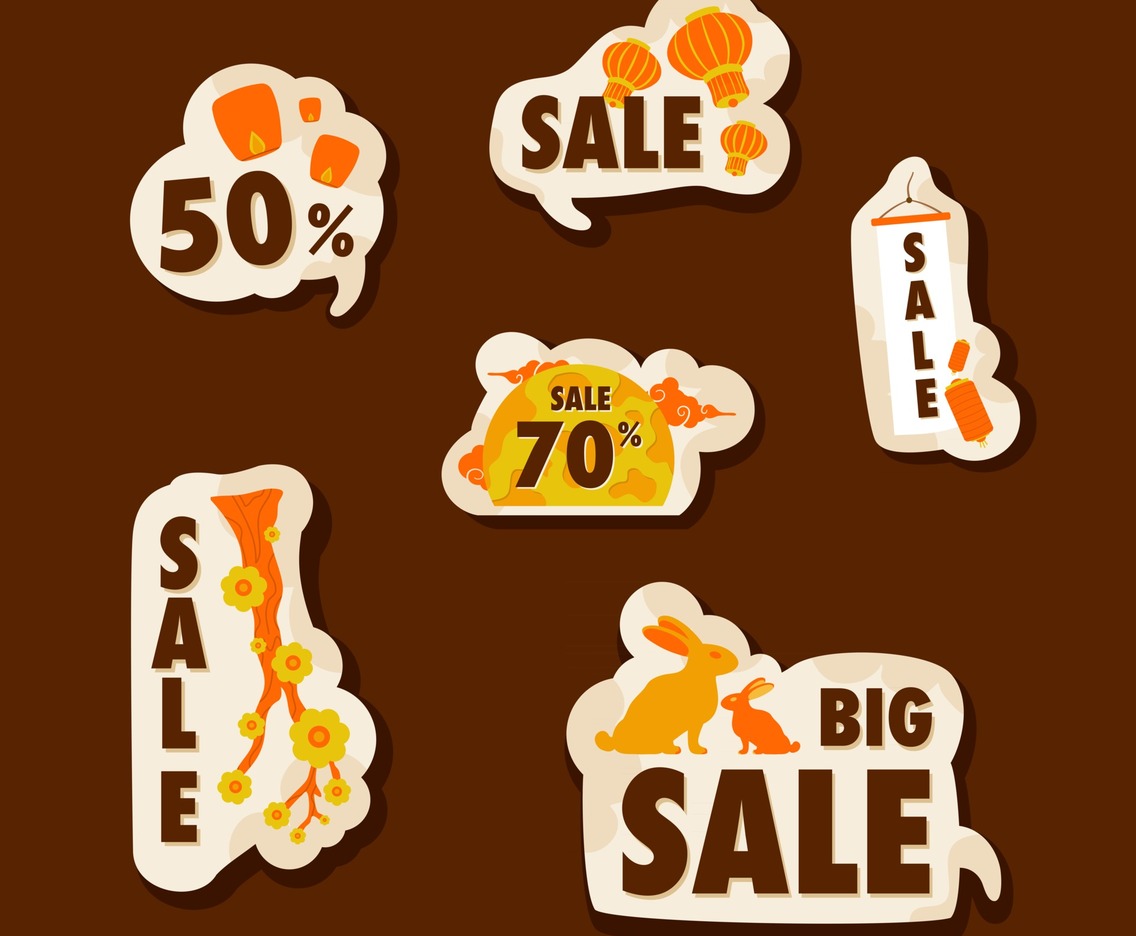 Set of Discount Label for Mid Autumn