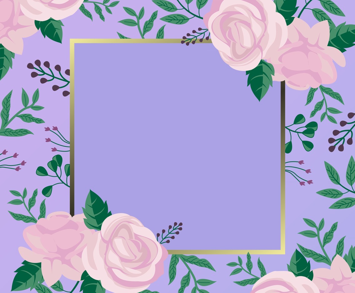 Flat Rose on Purple Background