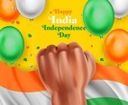 India Independence day with flag, balloon and fist
