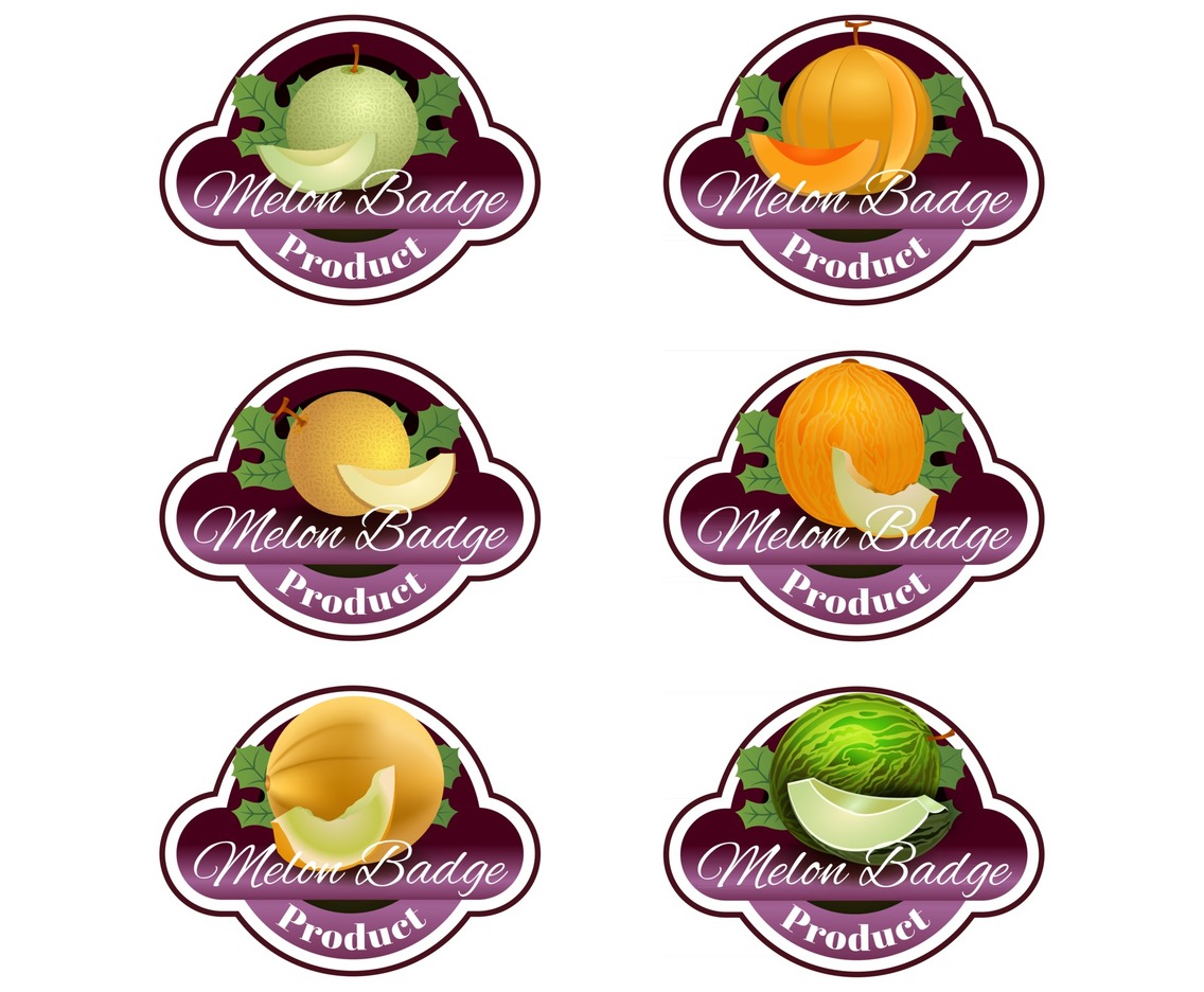 Various melon in the style of badges
