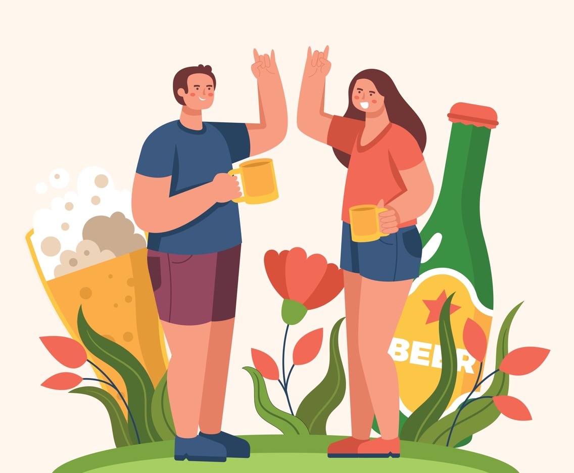 Two People Celebrating Beer Day Festivity
