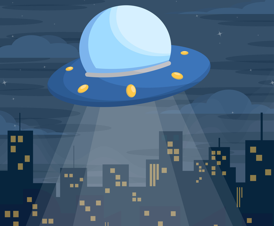 Ufo Fly Over the City
