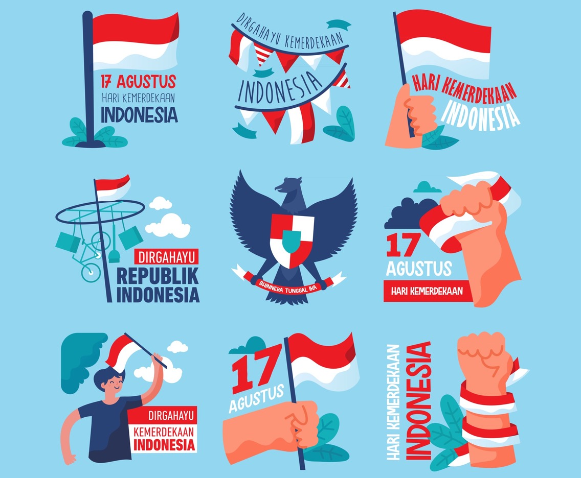 Indonesia Independence Day Icon and Sticker