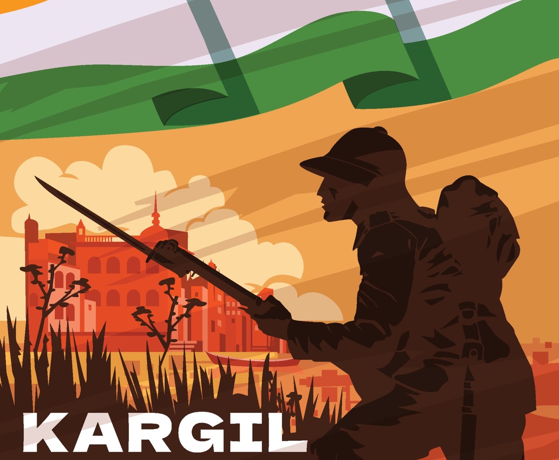 Flat Kargil Vijay Diwas Celebration Concept