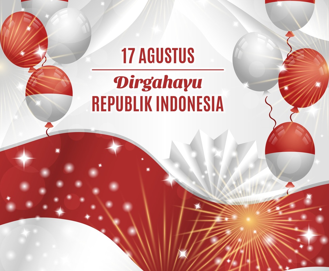Indonesia Independence Day Background with Balloons Composition
