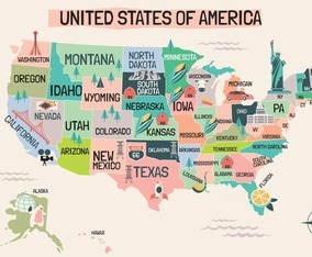 USA map in Cartoon Style