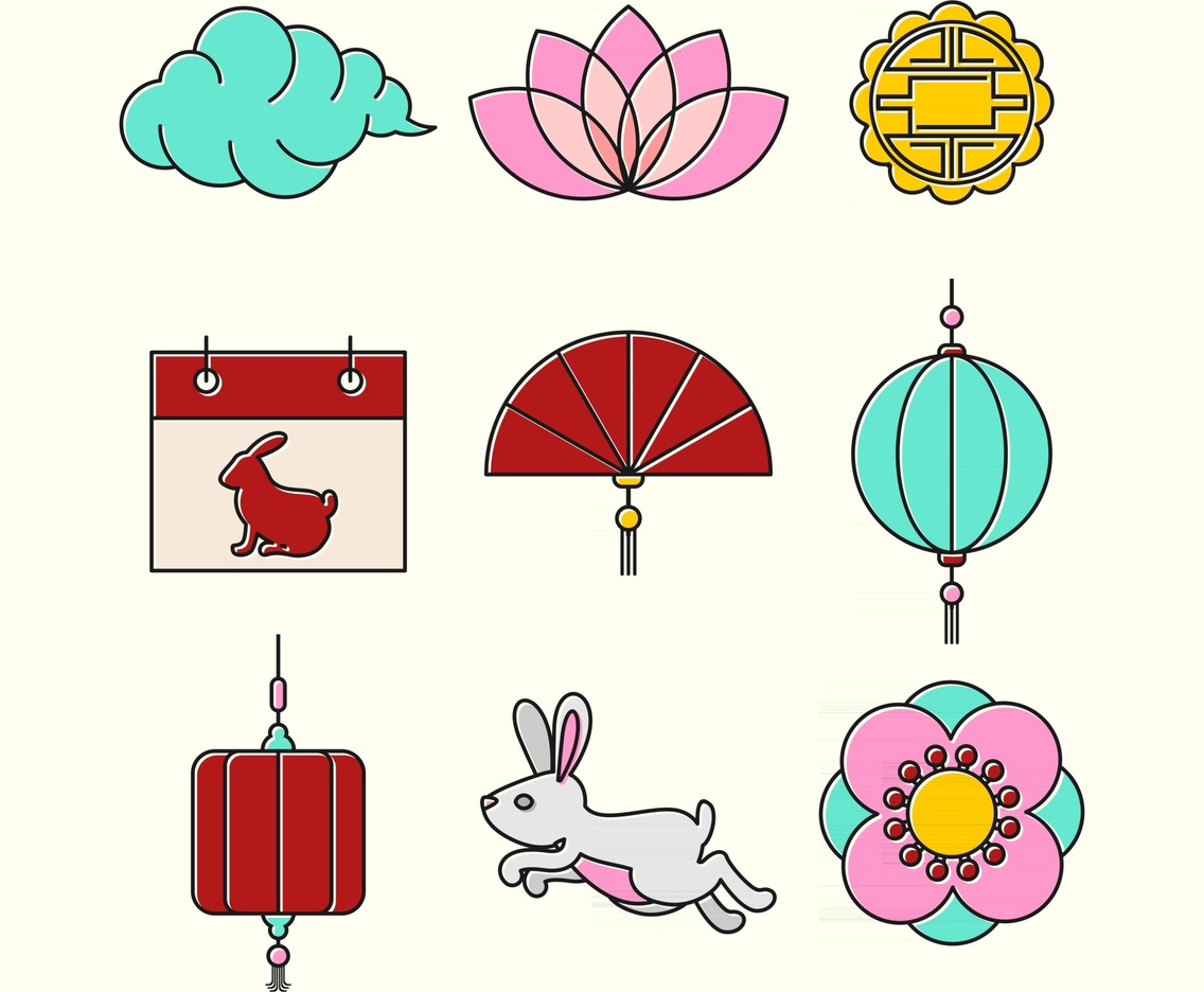 Happy Mid Autumn Festival Icon Set