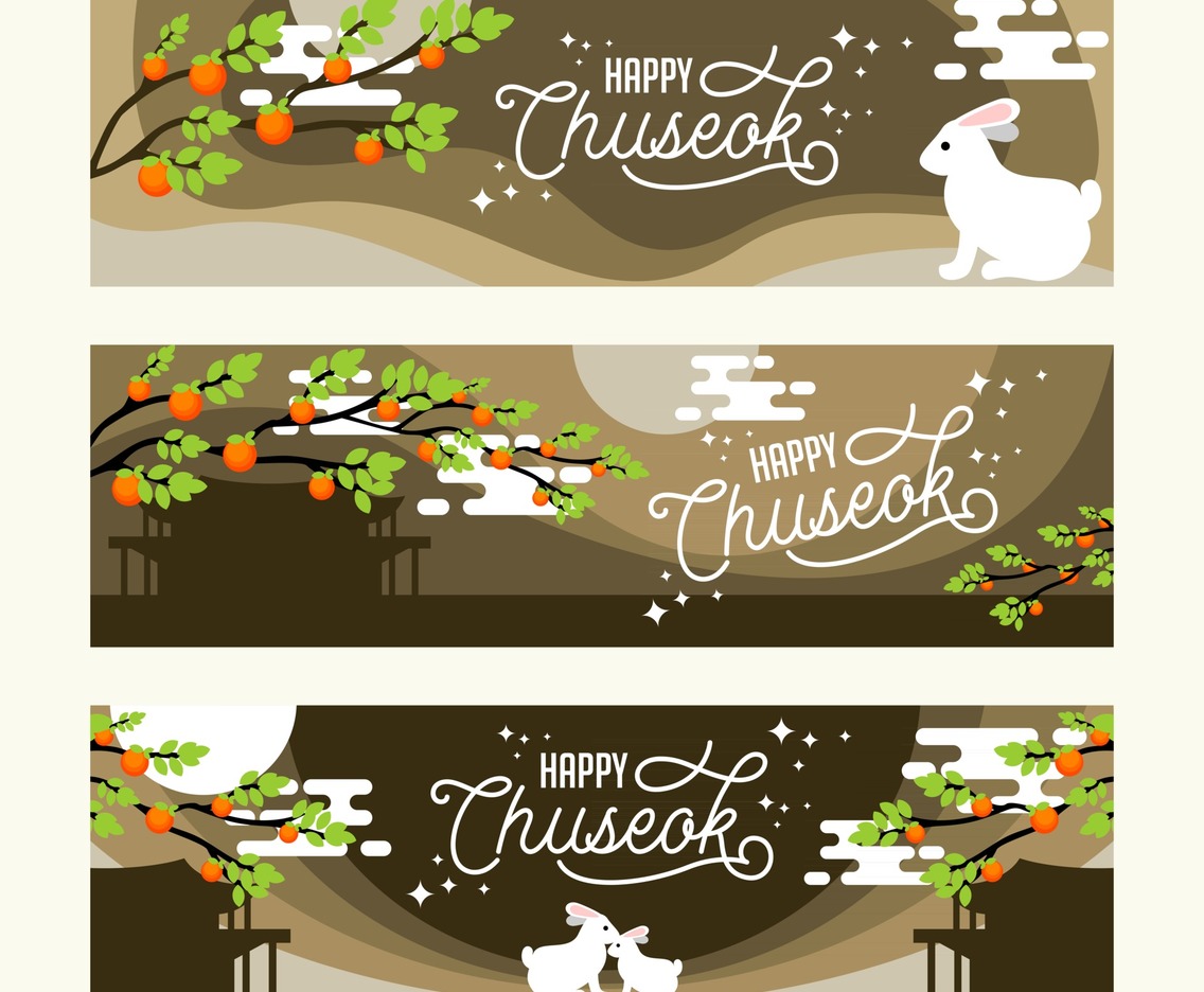 Happy Chuseok Festival Banner Set Template
