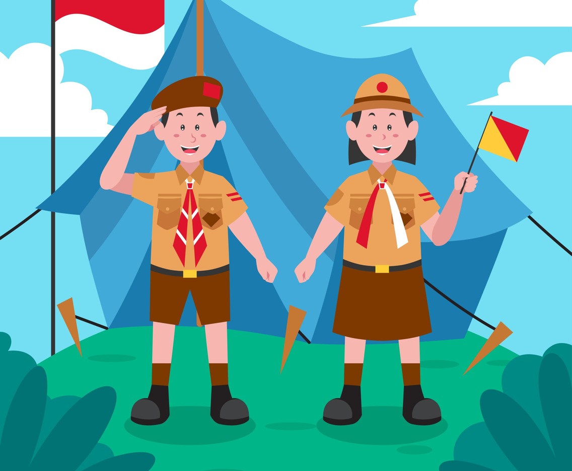 Scout Boy and Girl Greeting for Happy Pramuka Day