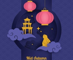 Set Of Mid Autumn Festival Cards Vector Art & Graphics | freevector.com