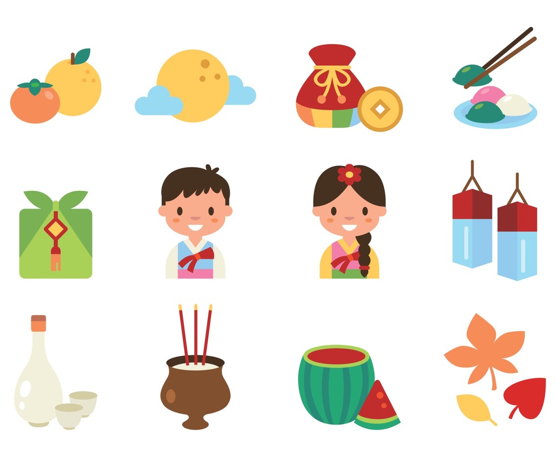 Happy Chuseok Icon Set