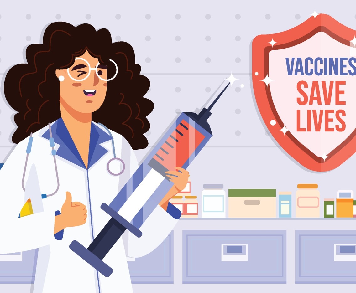 Doctor After Covid Vaccine At Her Office Concept