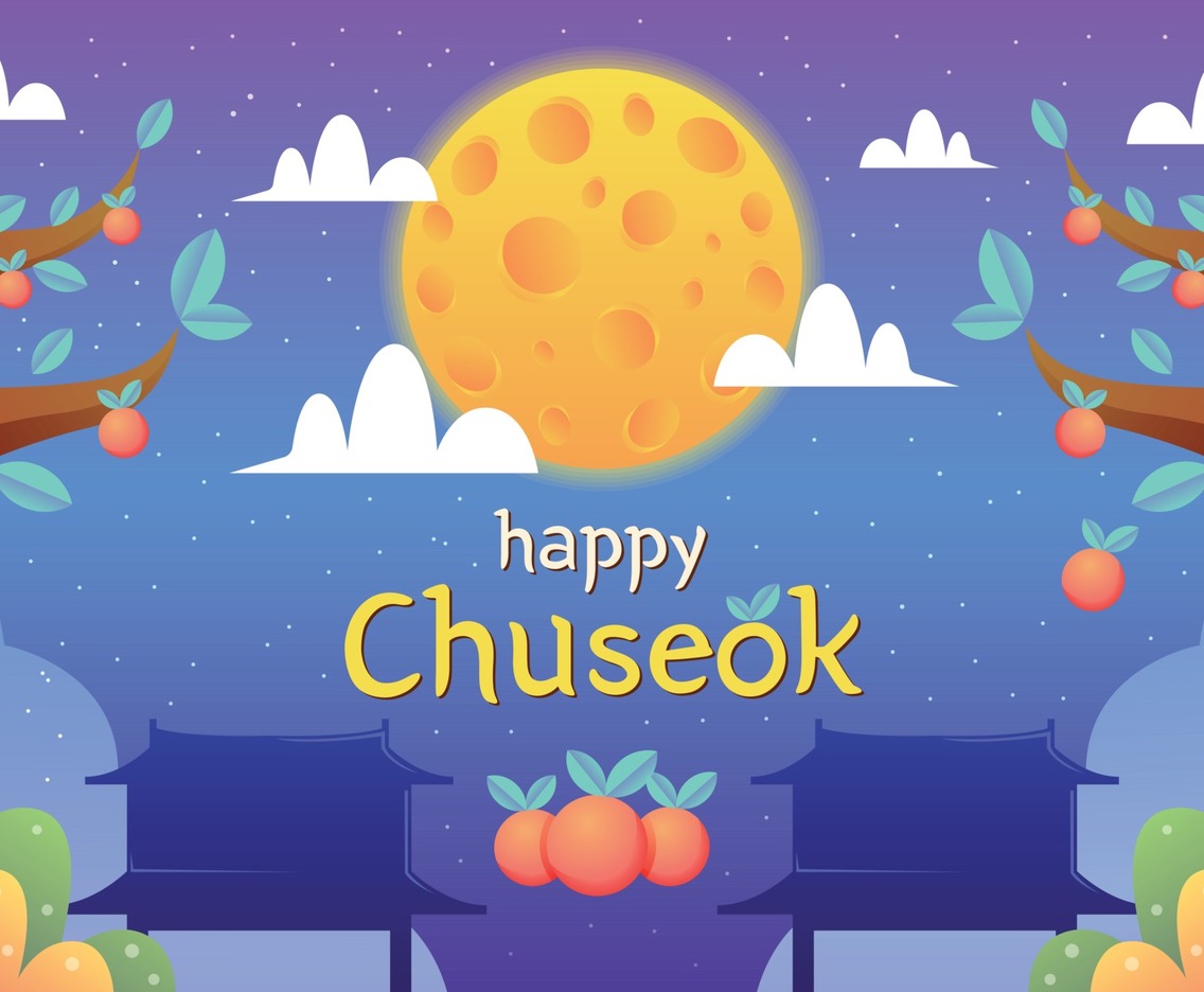 Chuseok Festival with Night Scene and Persimmon Tree