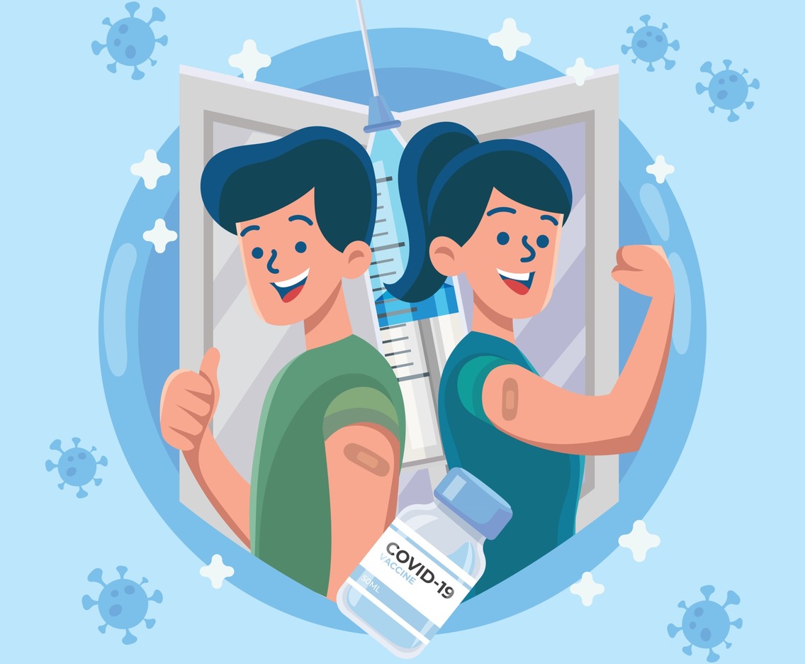 Boy and Girl After Getting Vaccine