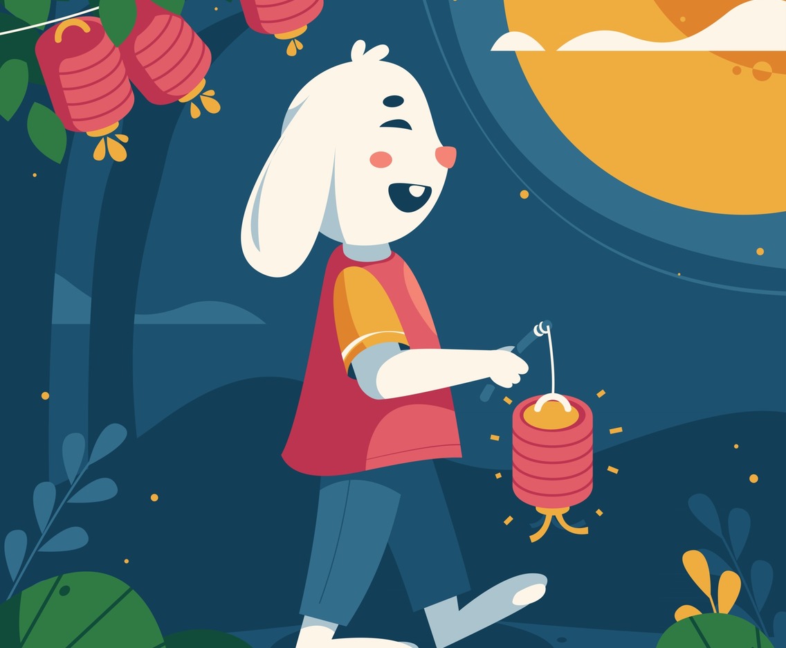 Chinese Mid Autumn With Happy Bunny