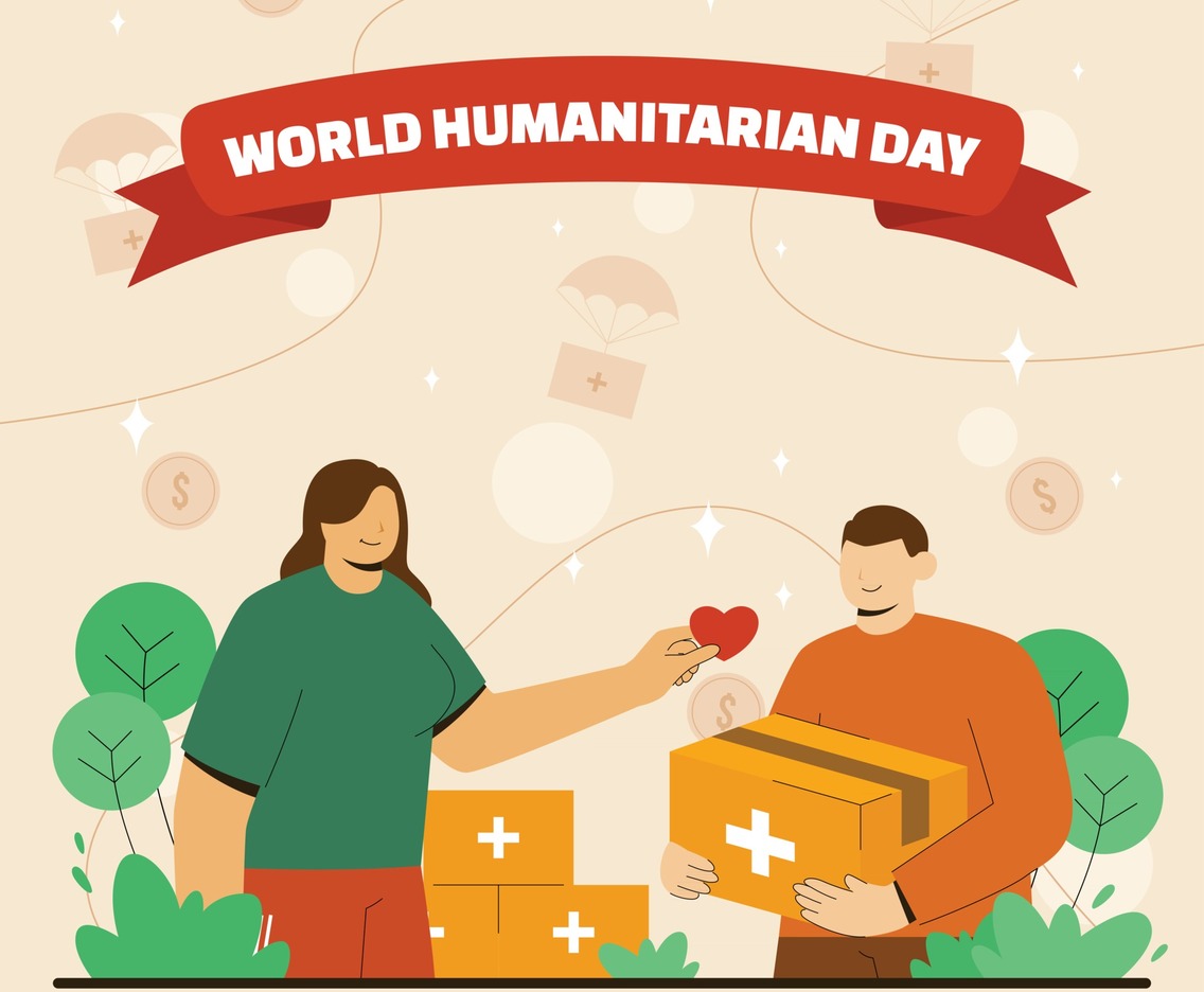 Flat World Humanitarian Day Concept