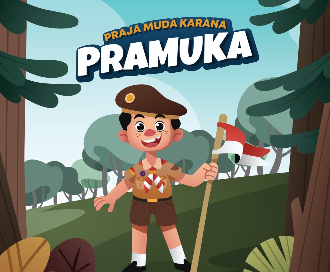 A Scout Holds Indonesian Flag
