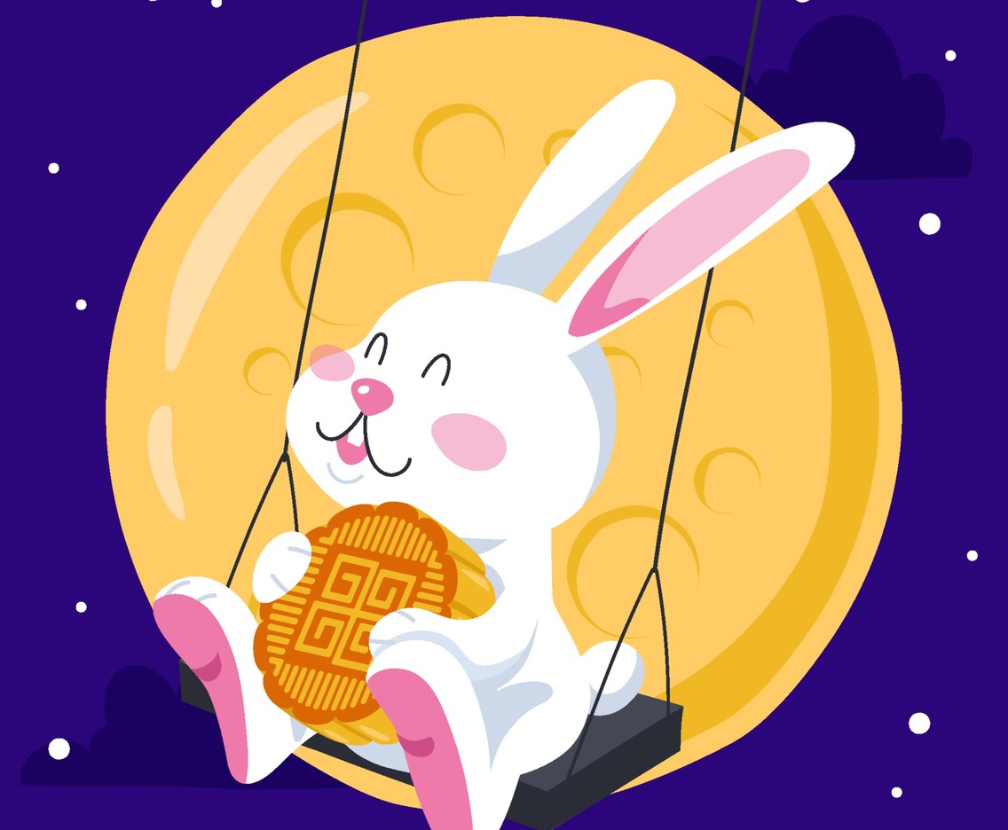 Rabbit Hug a Big Moon Cake