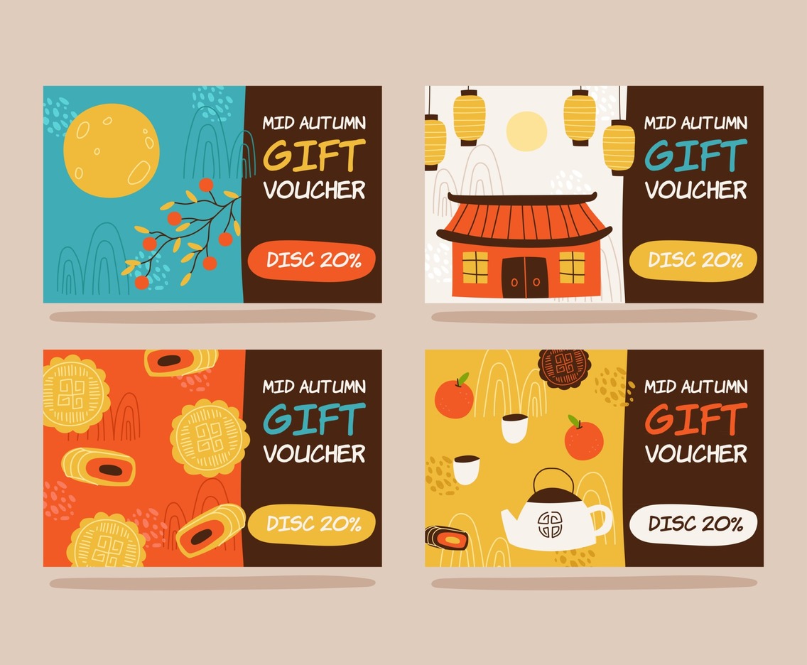 Handdrawn Mid Autumn Card Pack