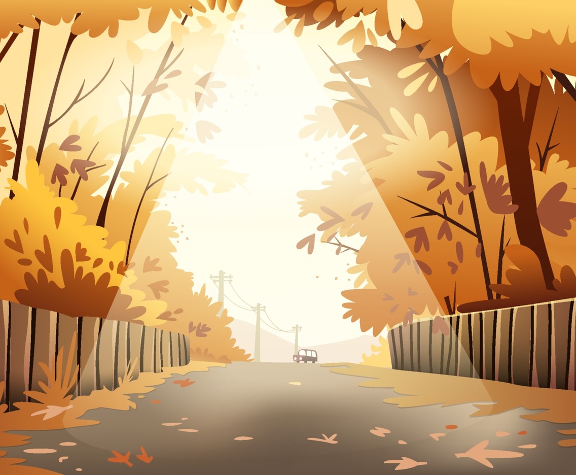 A Sunny Afternoon Street in a Long Autumn