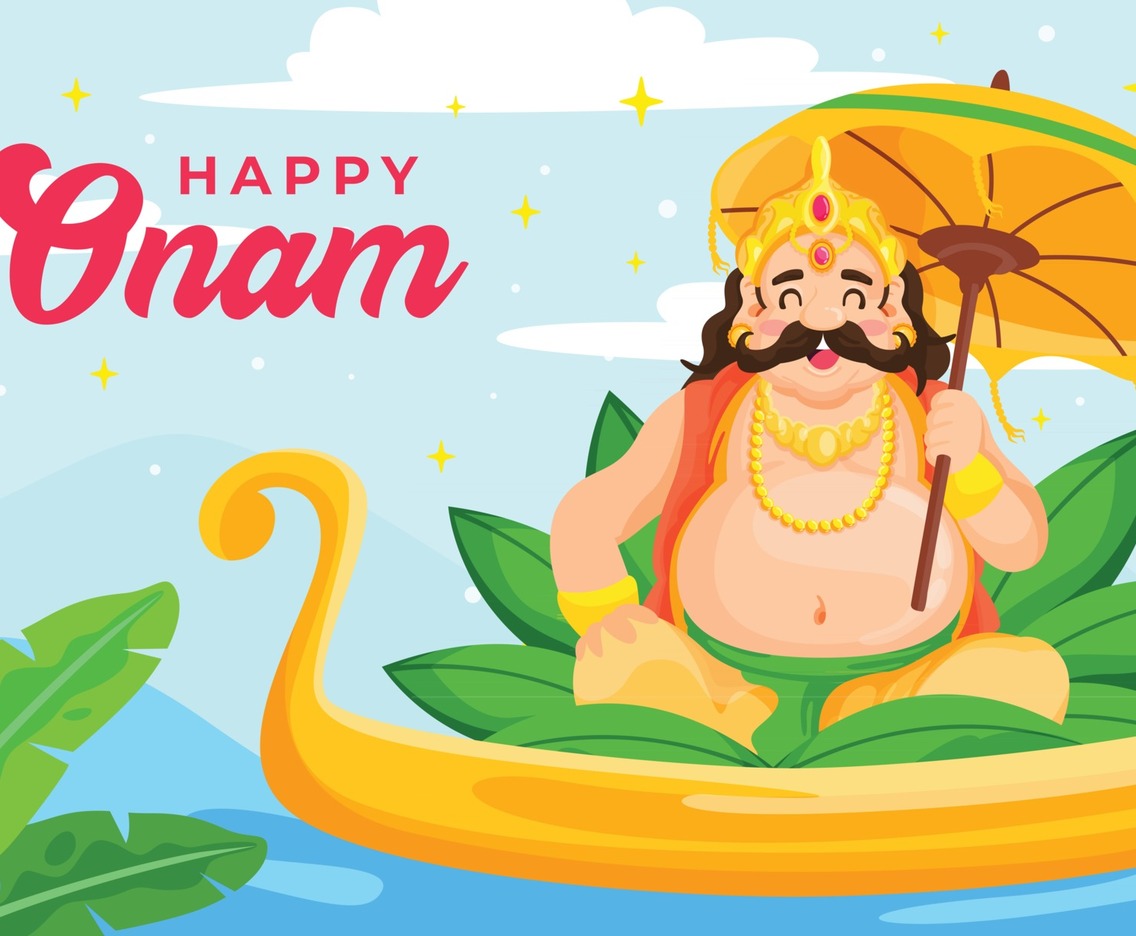 Cute Character Happy Onam Festival Day