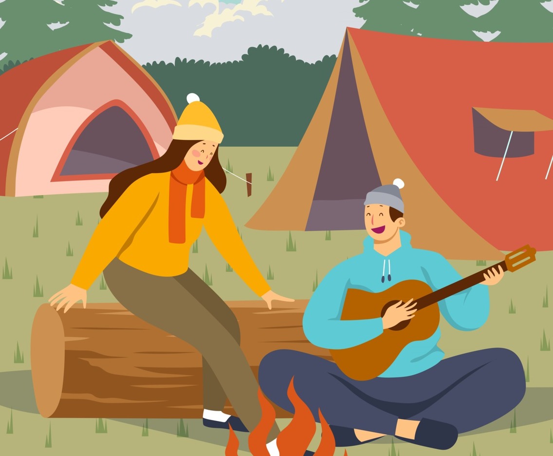 Happy Couple Enjoying Summer Camp