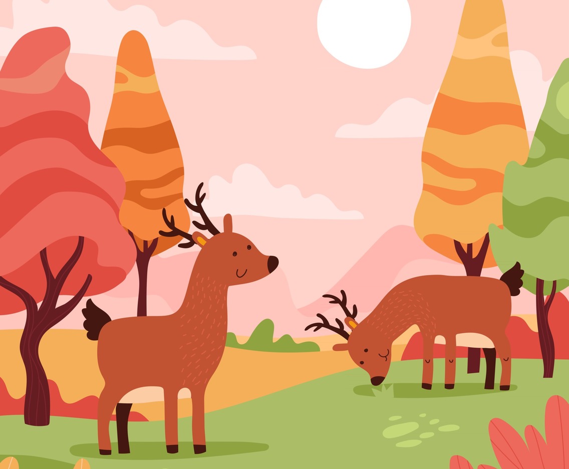 Animals Autumn Landscape