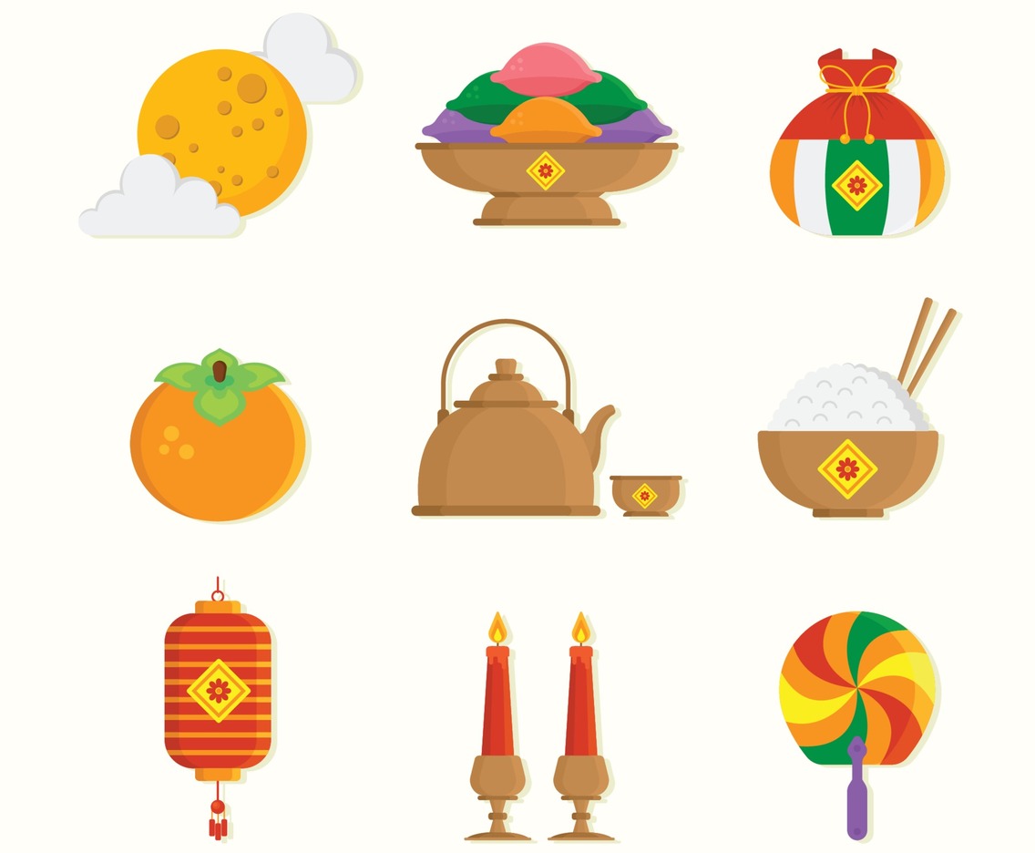 Set of Chuseok Festival Element Icons