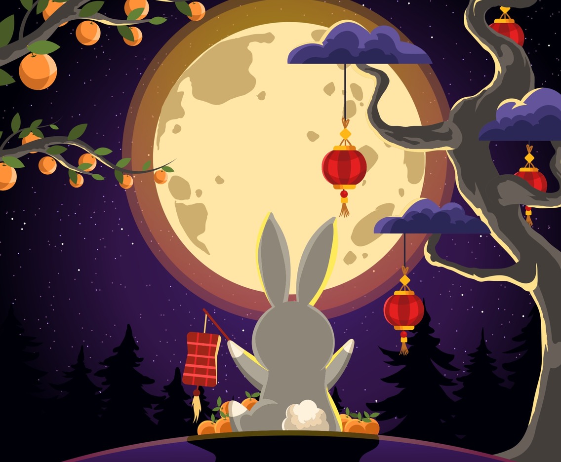 Enjoying Moonlight in Mid Autumn Festival