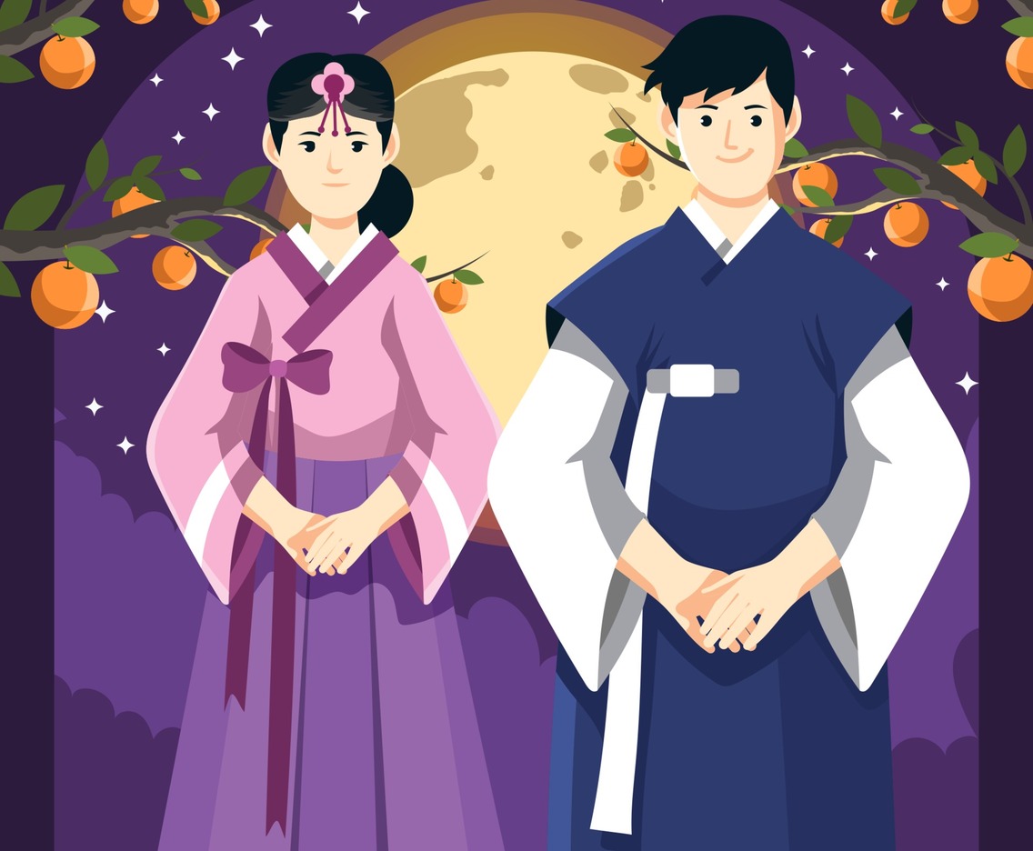 Moonlight Chuseok Festival Hanbok Couple