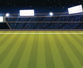 Football Stadium at Night with a lot of Supporters